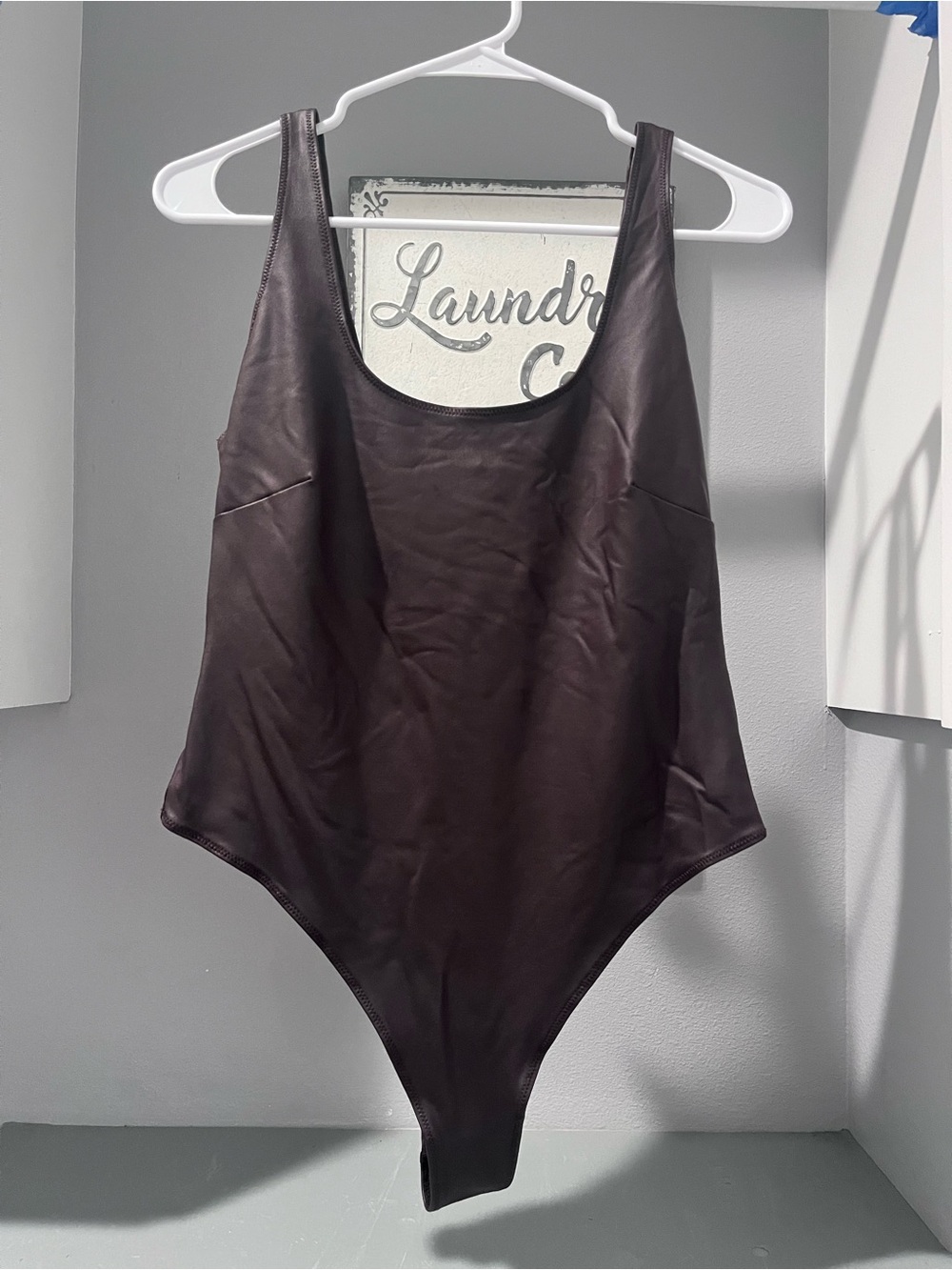 Skims faux leather thong bodysuit